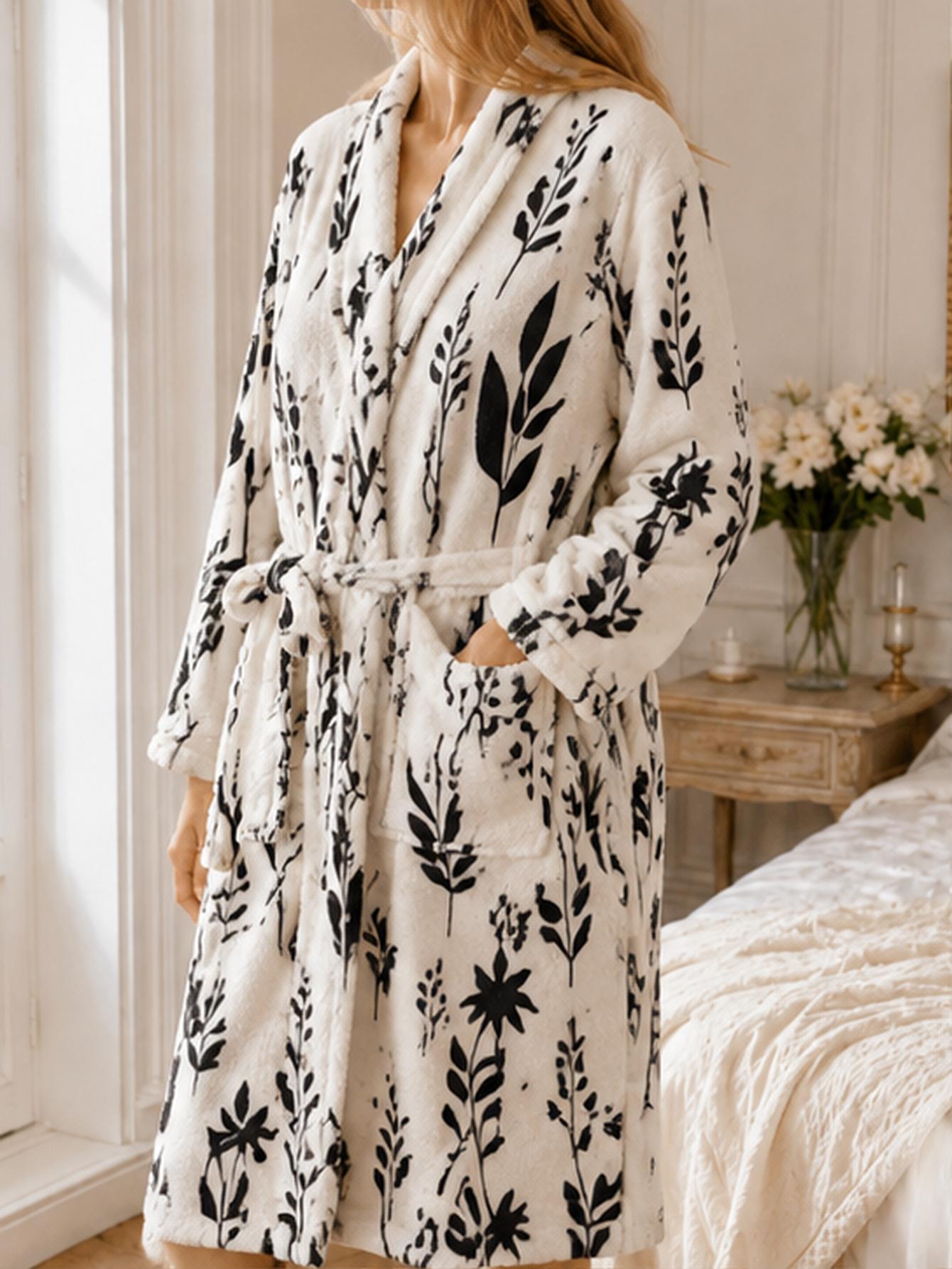 Bathrobe - Damski, duży rozmiar, czarny szlafrok z